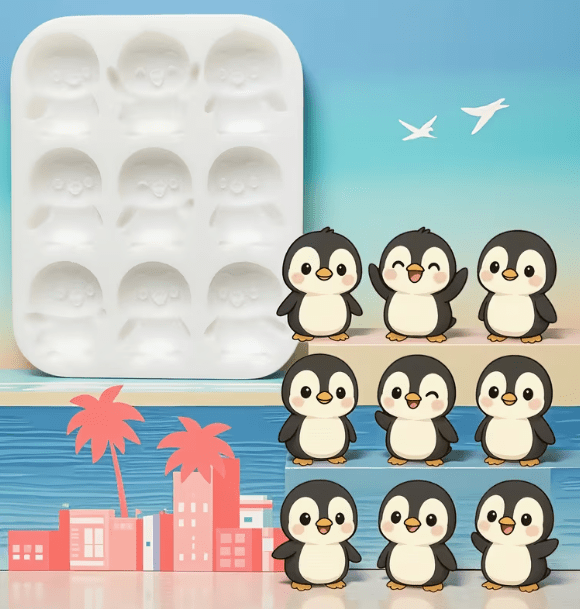 Molde de Silicona Pingüinos