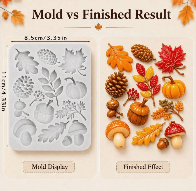 Molde de Silicona Hojas de Otoño modelo 3